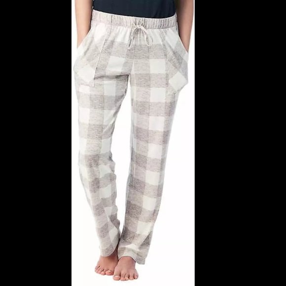 SOILED Lucky Brand Women Sleep Pajajma Lounge Pants Gray Plaid Size L $80 FFF011 - Picture 1 of 3